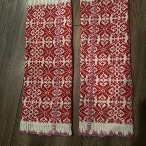 Free People Red and White Patterned Leg Warmers